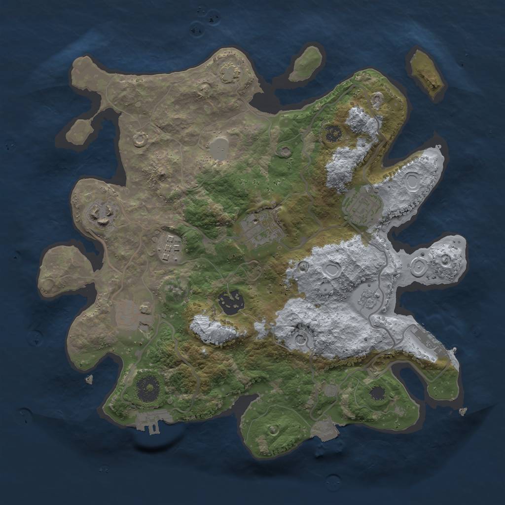 Rust Map: Procedural Map, Size: 3000, Seed: 1995861025, 14 Monuments