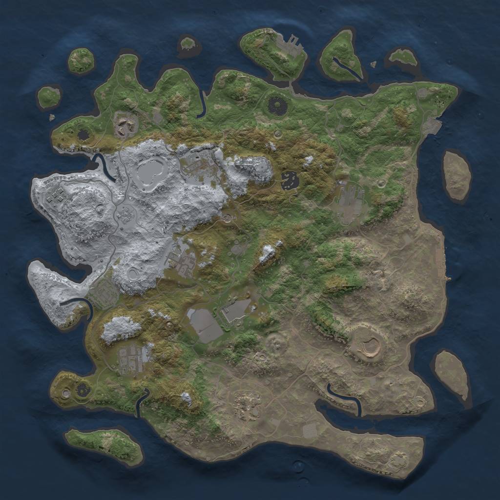 Rust Map: Procedural Map, Size: 3850, Seed: 38598638, 19 Monuments