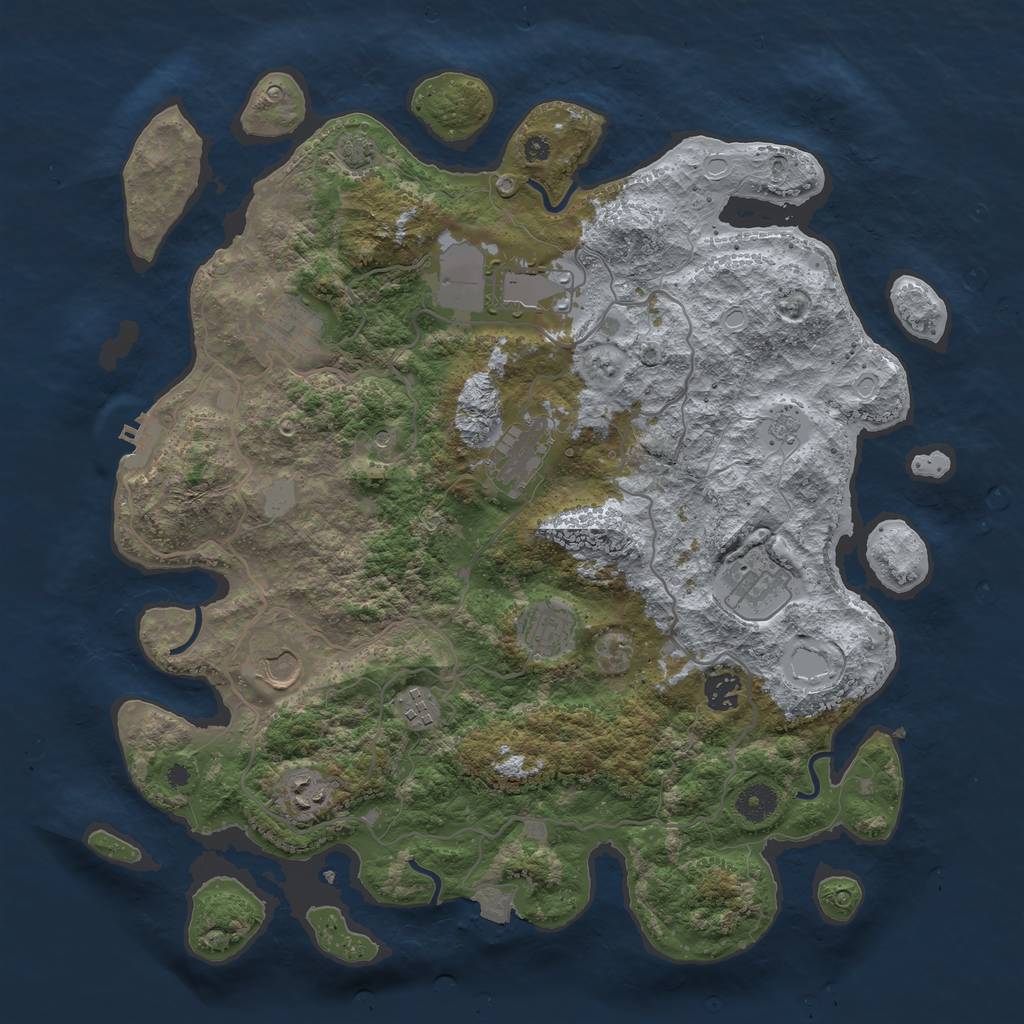 Rust Map: Procedural Map, Size: 4000, Seed: 368375370, 16 Monuments