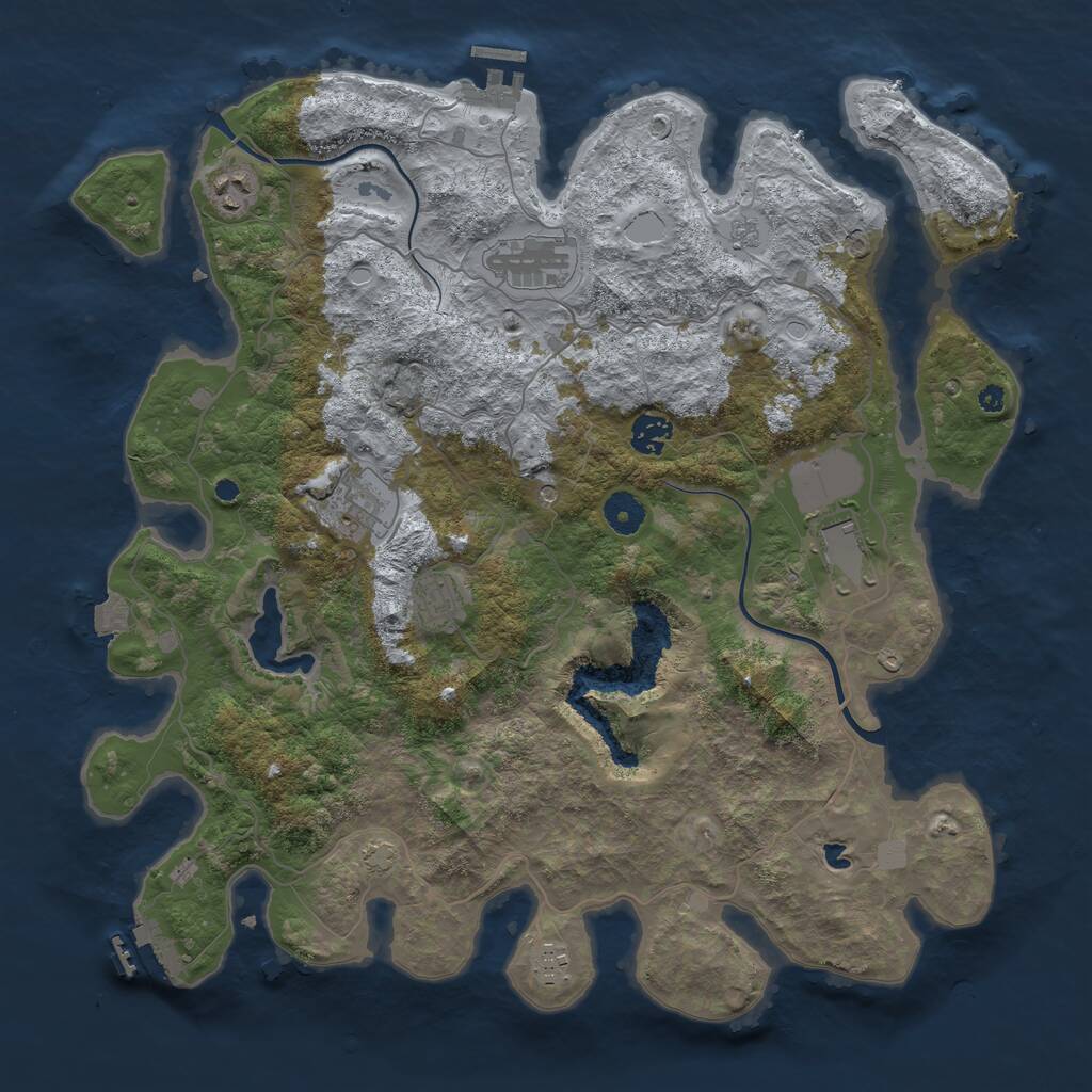 Rust Map: Procedural Map, Size: 4000, Seed: 1846207850, 13 Monuments