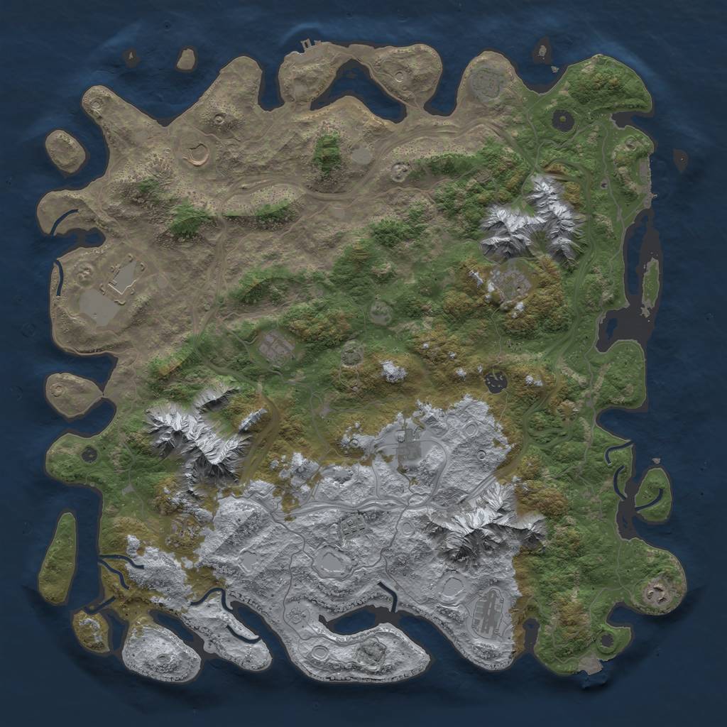 Rust Map: Procedural Map, Size: 5000, Seed: 38038142, 19 Monuments