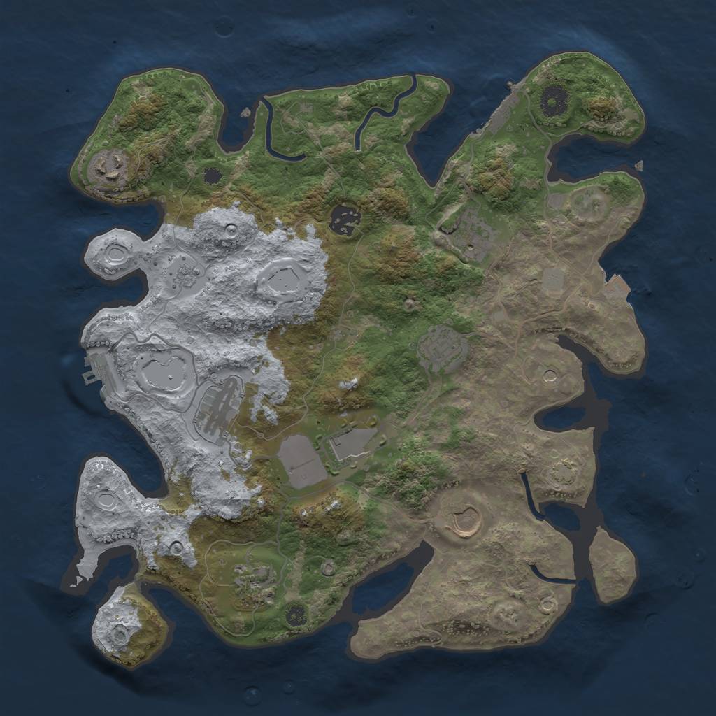 Rust Map: Procedural Map, Size: 3500, Seed: 1890215171, 16 Monuments
