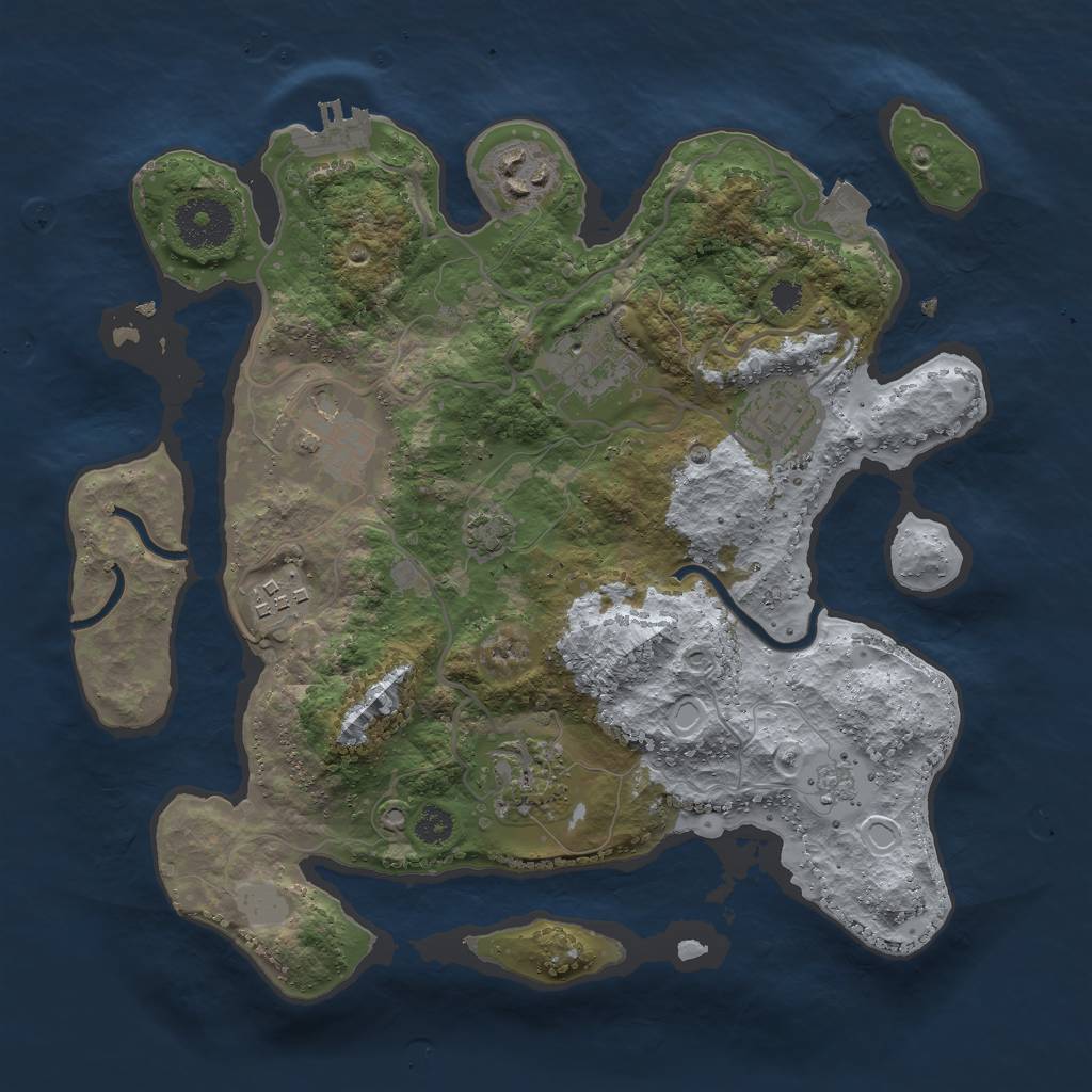 Rust Map: Procedural Map, Size: 3000, Seed: 54978, 12 Monuments