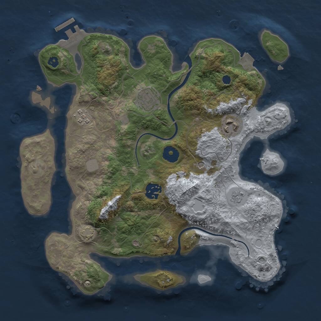 Rust Map: Procedural Map, Size: 3000, Seed: 54978, 9 Monuments
