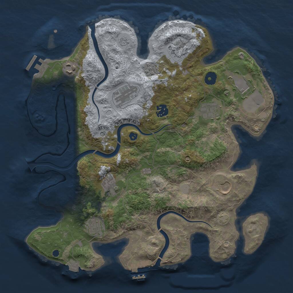 Rust Map: Procedural Map, Size: 3500, Seed: 1295894087, 16 Monuments