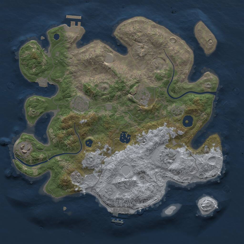 Rust Map: Procedural Map, Size: 3250, Seed: 1616190305, 12 Monuments
