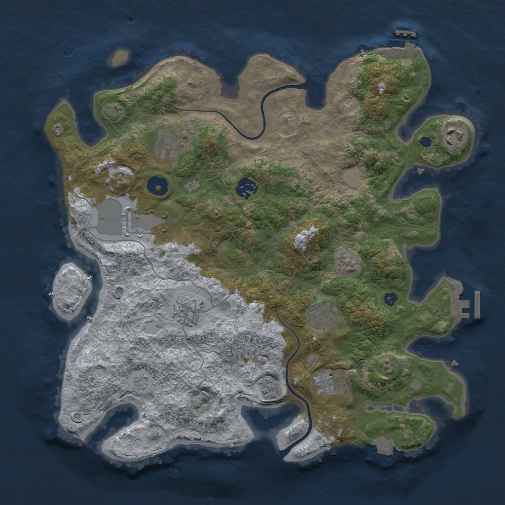 Rust Map: Procedural Map, Size: 3700, Seed: 88324324, 14 Monuments