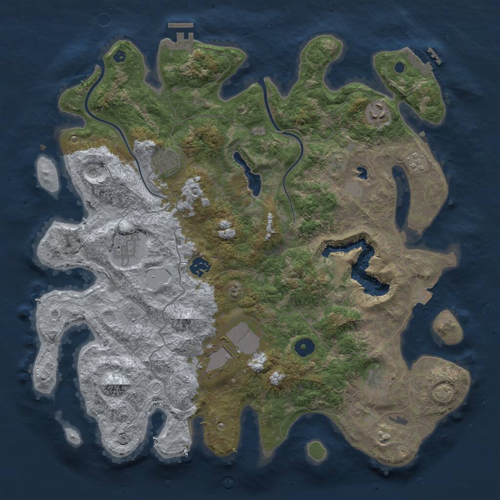 Rust Map: Procedural Map, Size: 4000, Seed: 931012158, 13 Monuments