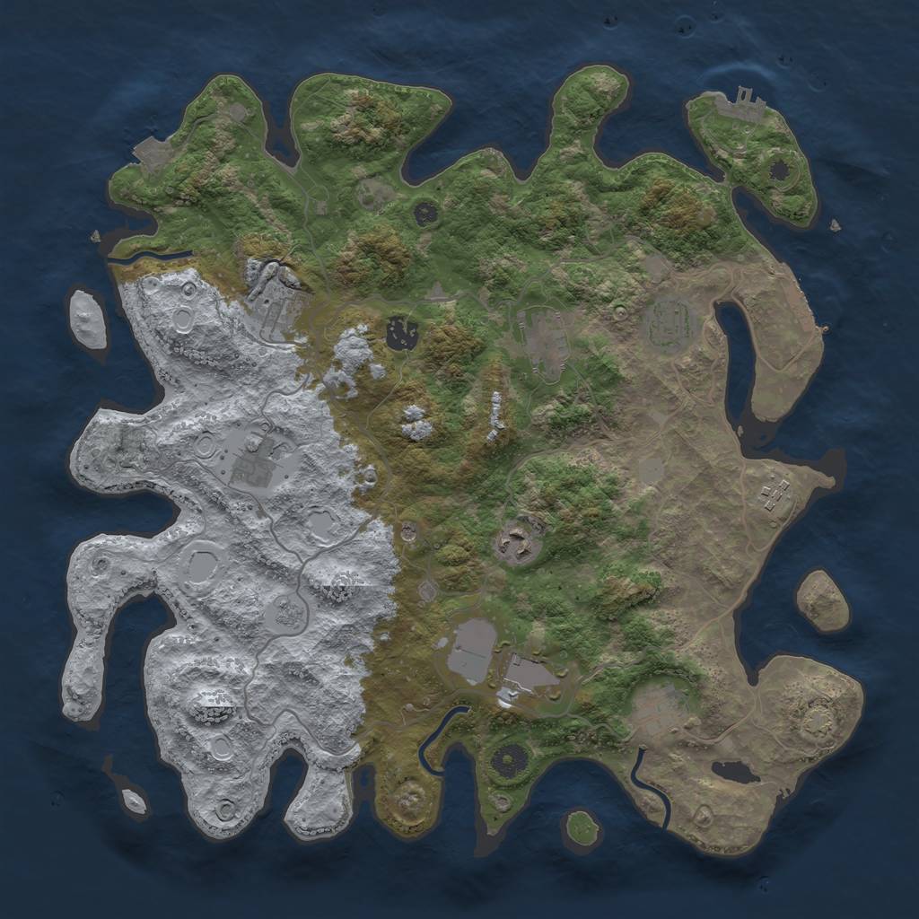 Rust Map: Procedural Map, Size: 4000, Seed: 931012158, 17 Monuments