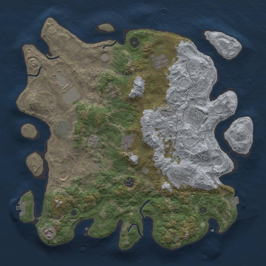 Rust Map: Procedural Map, Size: 4000, Seed: 465854649, 18 Monuments