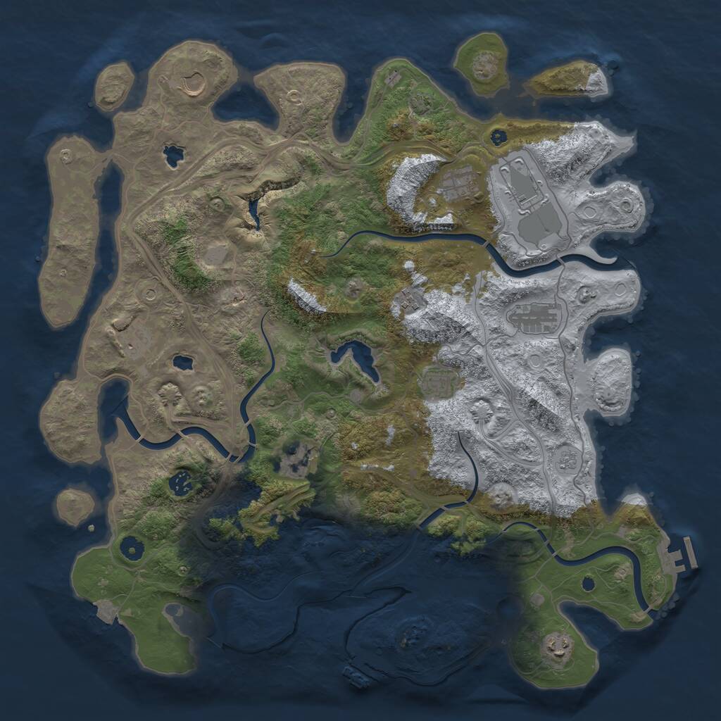 Rust Map: Procedural Map, Size: 4500, Seed: 1234377, 16 Monuments