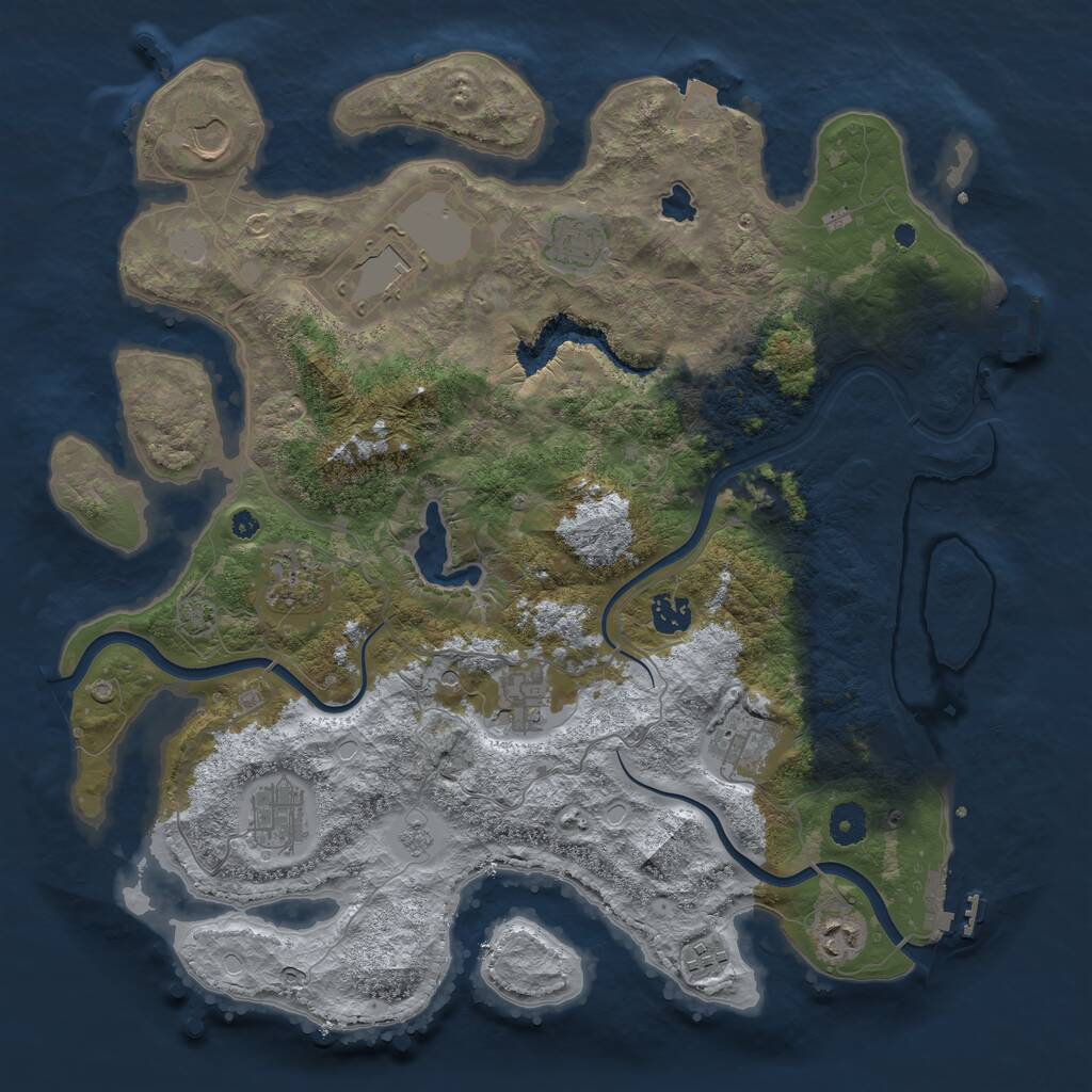Rust Map: Procedural Map, Size: 4000, Seed: 400189497, 16 Monuments
