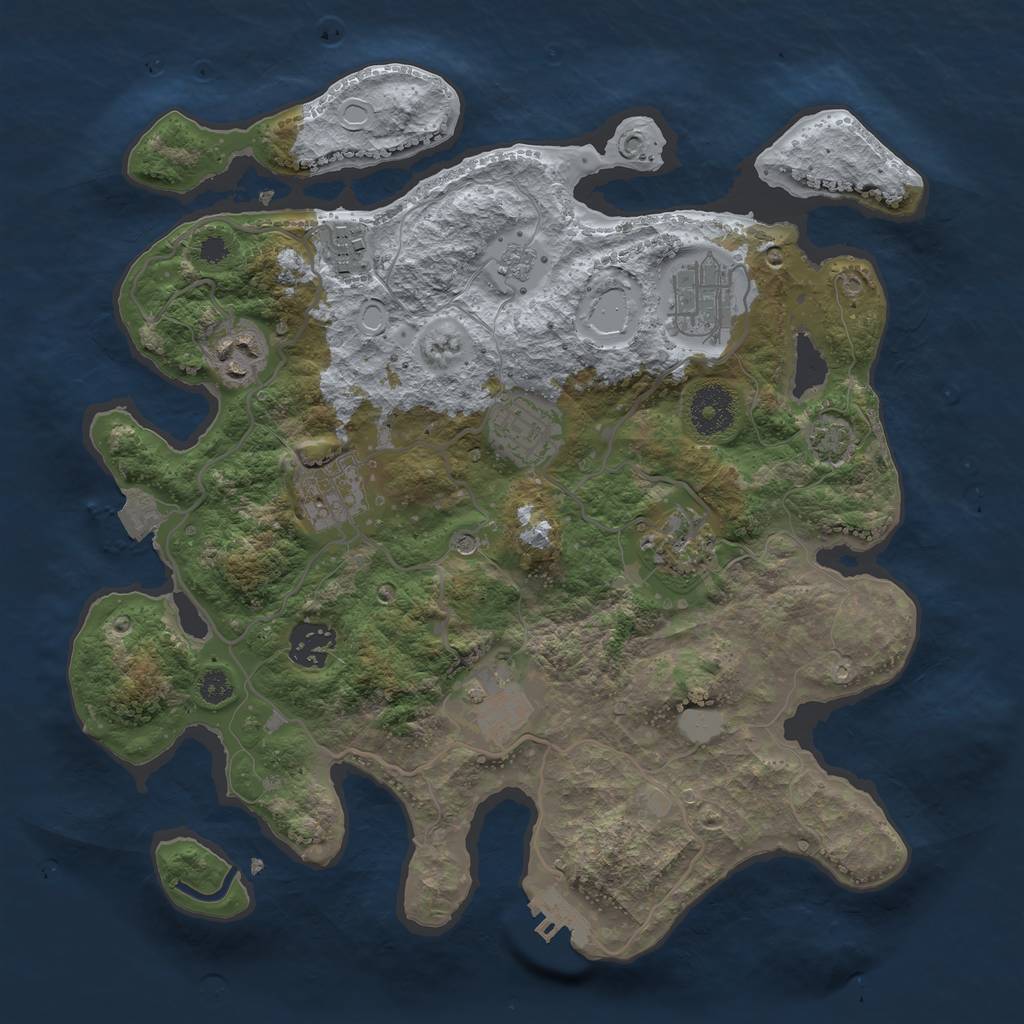 Rust Map: Procedural Map, Size: 3250, Seed: 999999999, 15 Monuments