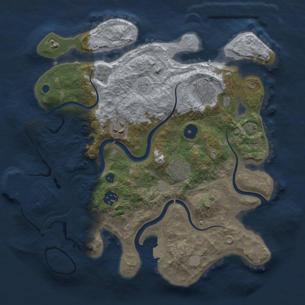 Rust Map: Procedural Map, Size: 3250, Seed: 999999999, 9 Monuments