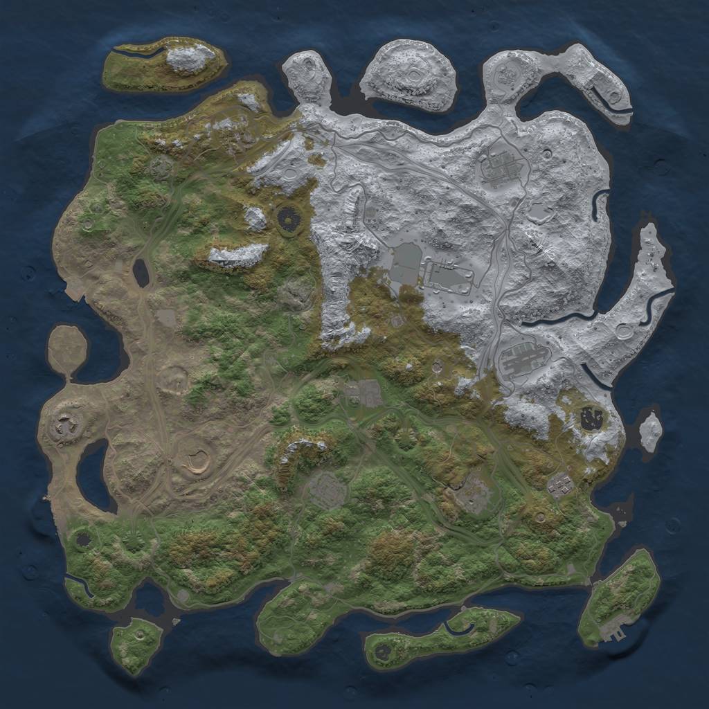 Rust Map: Procedural Map, Size: 4500, Seed: 141135914, 19 Monuments