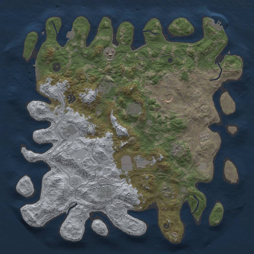 Rust Map: Procedural Map, Size: 4250, Seed: 363133047, 18 Monuments