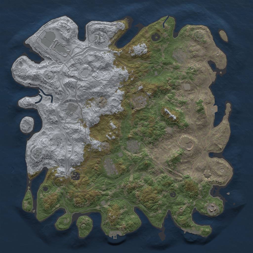 Rust Map: Procedural Map, Size: 4400, Seed: 888994545, 19 Monuments