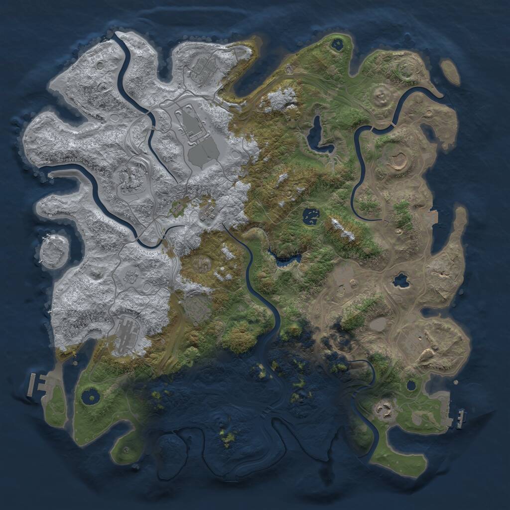 Rust Map: Procedural Map, Size: 4400, Seed: 888994545, 17 Monuments