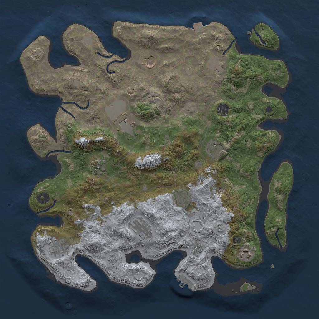 Rust Map: Procedural Map, Size: 4000, Seed: 889694924, 18 Monuments