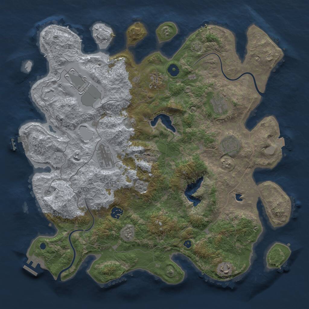 Rust Map: Procedural Map, Size: 4000, Seed: 513308846, 14 Monuments