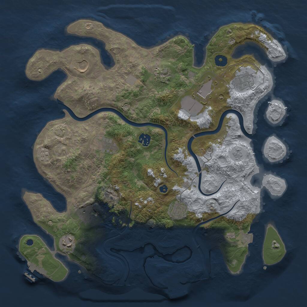 Rust Map: Procedural Map, Size: 3750, Seed: 653140201, 16 Monuments