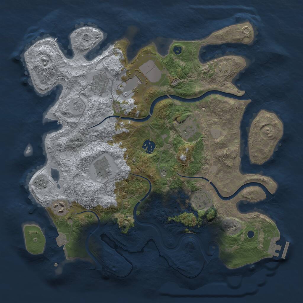 Rust Map: Procedural Map, Size: 3550, Seed: 50727152, 13 Monuments