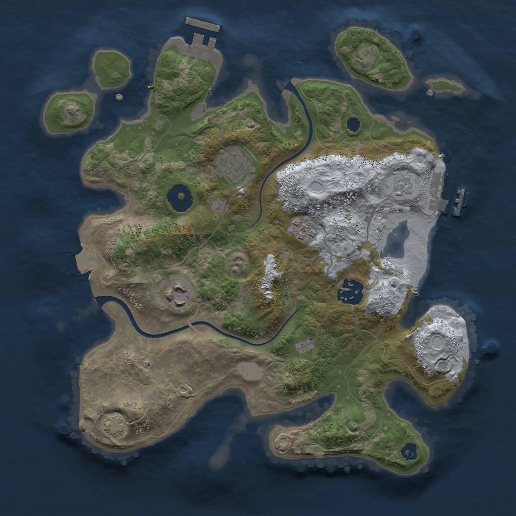 Rust Map: Procedural Map, Size: 3000, Seed: 54969, 9 Monuments