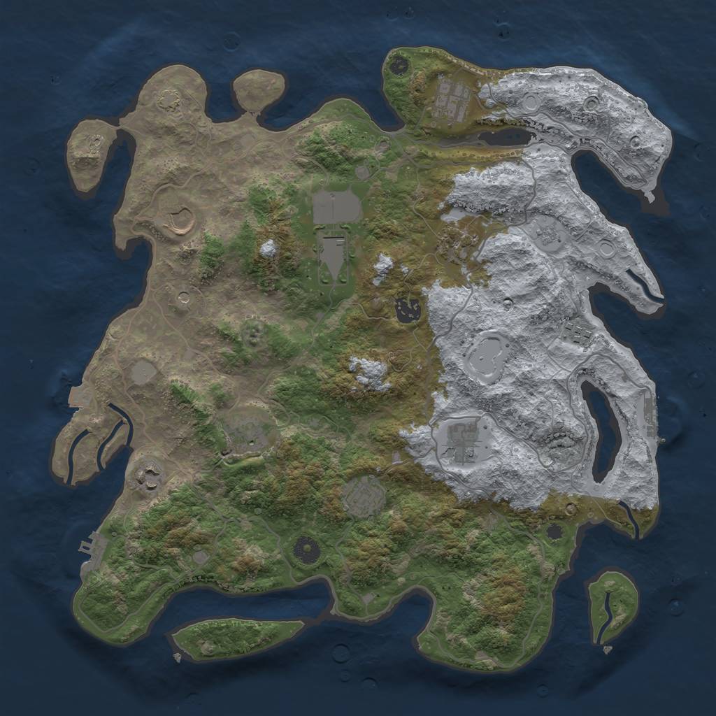 Rust Map: Procedural Map, Size: 4000, Seed: 1269263728, 18 Monuments