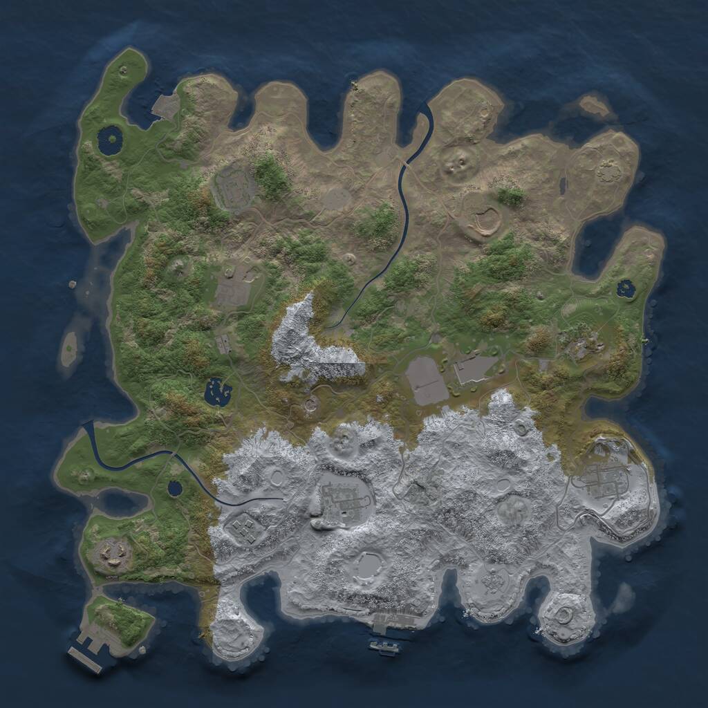 Rust Map: Procedural Map, Size: 3800, Seed: 627446662, 16 Monuments