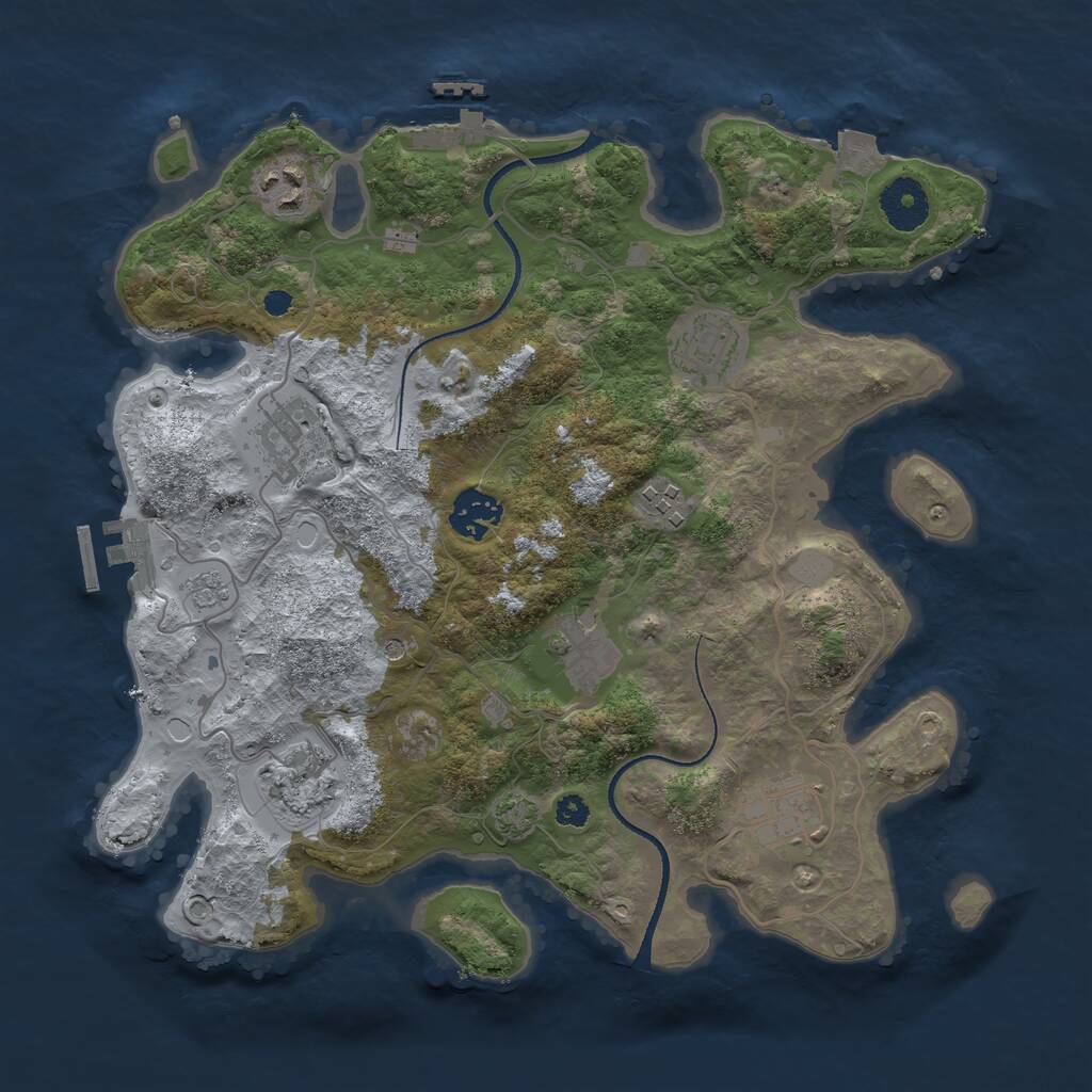 Rust Map: Procedural Map, Size: 3300, Seed: 960673046, 14 Monuments
