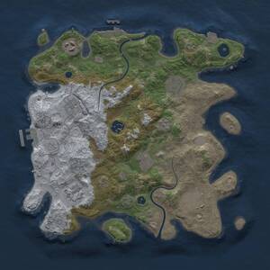 Thumbnail Rust Map: Procedural Map, Size: 3300, Seed: 960673046, 14 Monuments