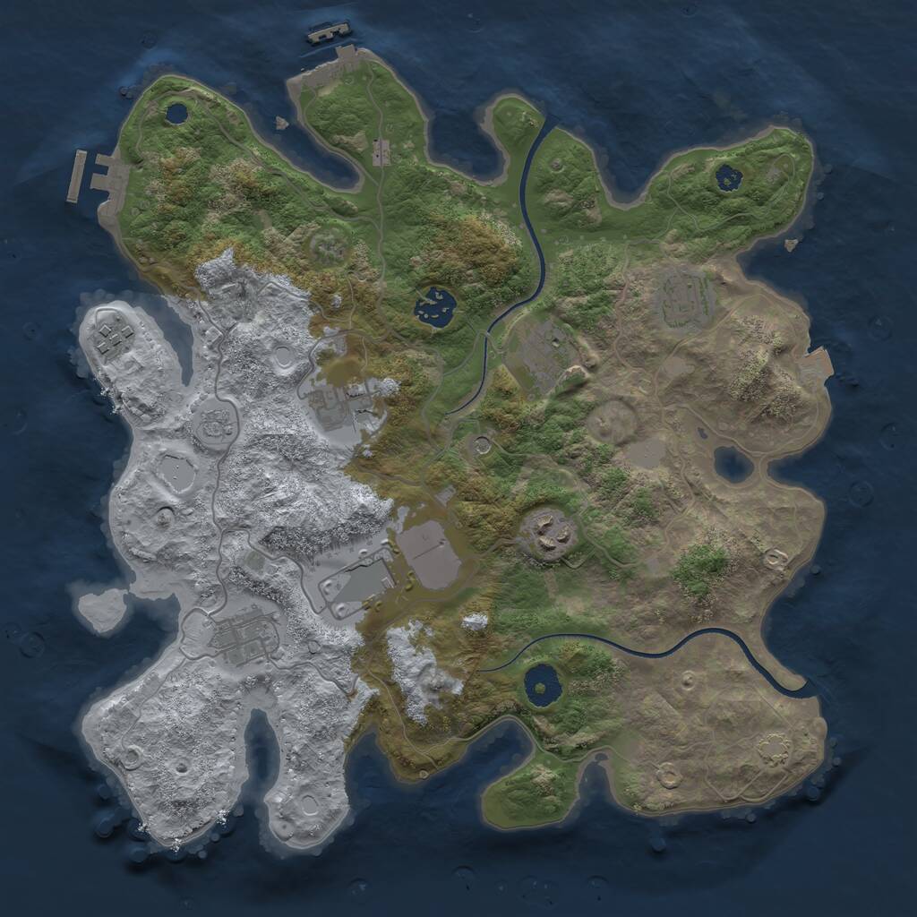 Rust Map: Procedural Map, Size: 3500, Seed: 1681050224, 14 Monuments