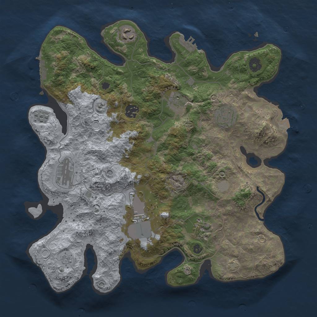 Rust Map: Procedural Map, Size: 3500, Seed: 1681050224, 16 Monuments