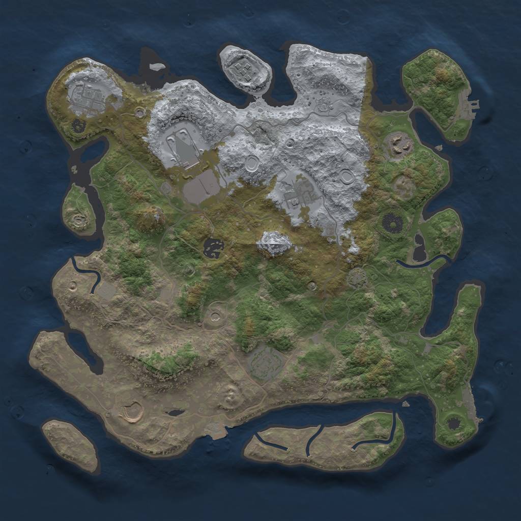 Rust Map: Procedural Map, Size: 3700, Seed: 44724, 16 Monuments