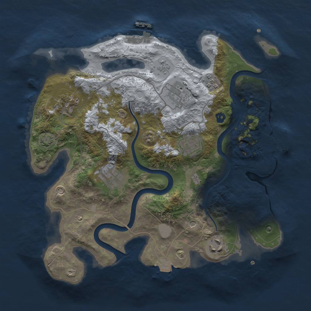Rust Map: Procedural Map, Size: 3000, Seed: 3792549, 12 Monuments