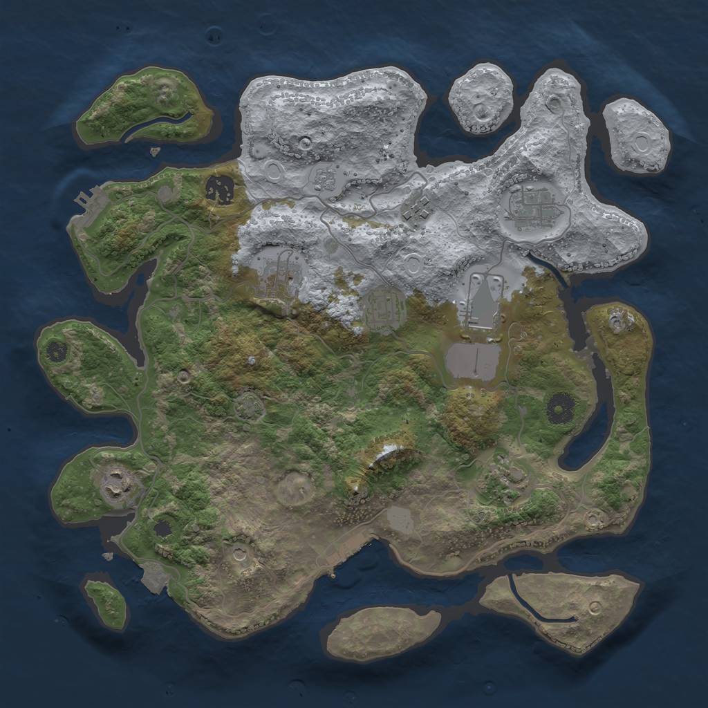 Rust Map: Procedural Map, Size: 3500, Seed: 2041342731, 16 Monuments