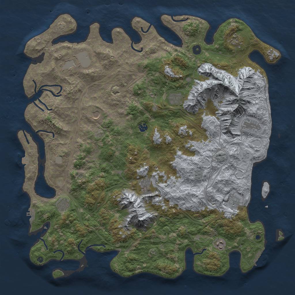 Rust Map: Procedural Map, Size: 5000, Seed: 69162, 19 Monuments