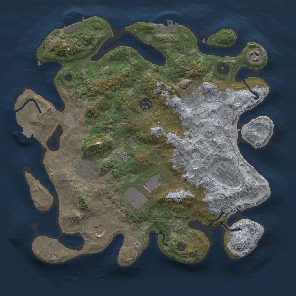 Rust Map: Procedural Map, Size: 3500, Seed: 943591316, 16 Monuments