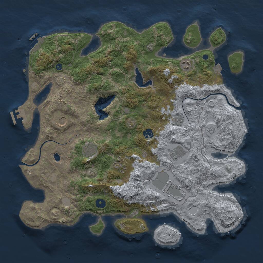 Rust Map: Procedural Map, Size: 4000, Seed: 1055274701, 13 Monuments