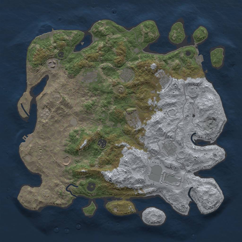 Rust Map: Procedural Map, Size: 4000, Seed: 1055274701, 18 Monuments