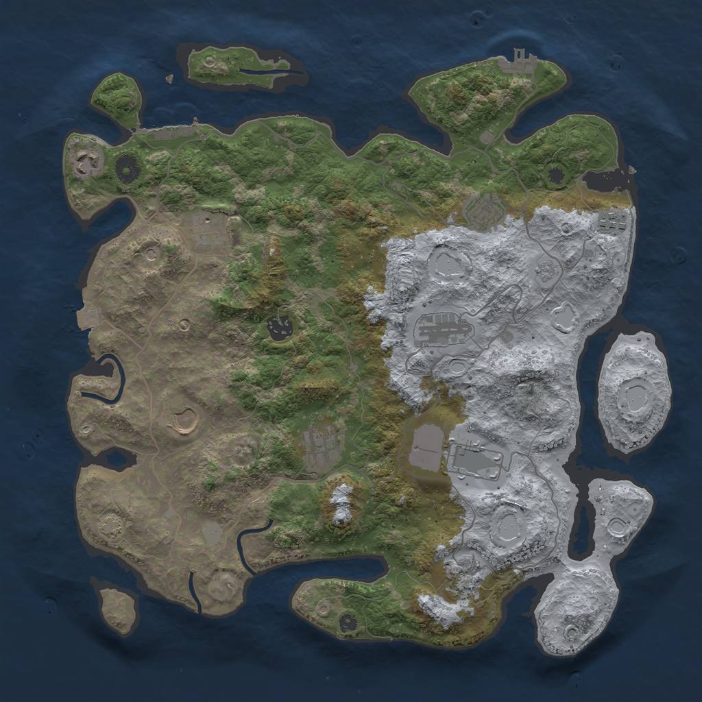 Rust Map: Procedural Map, Size: 4000, Seed: 475472043, 18 Monuments