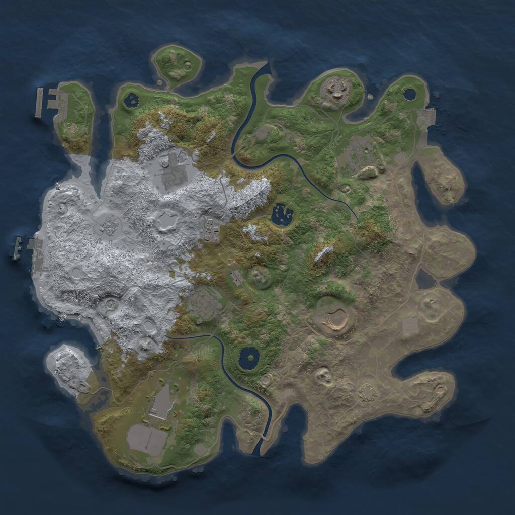 Rust Map: Procedural Map, Size: 3500, Seed: 770932592, 14 Monuments