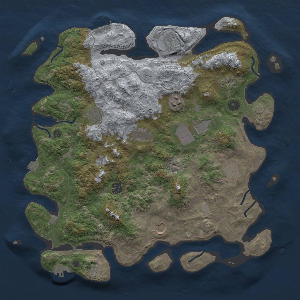 Rust Map: Procedural Map, Size: 4000, Seed: 1555130810, 18 Monuments