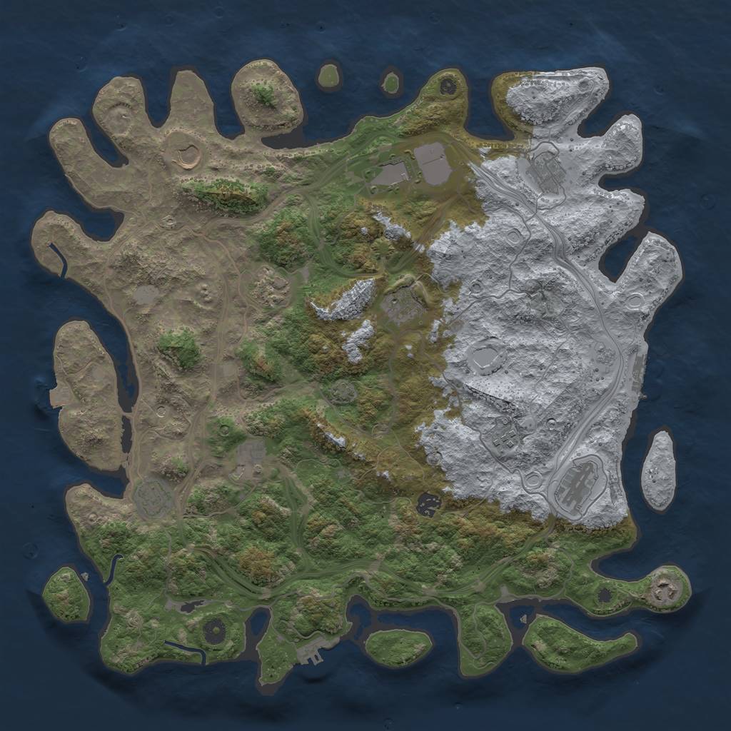 Rust Map: Procedural Map, Size: 4500, Seed: 1451818867, 19 Monuments