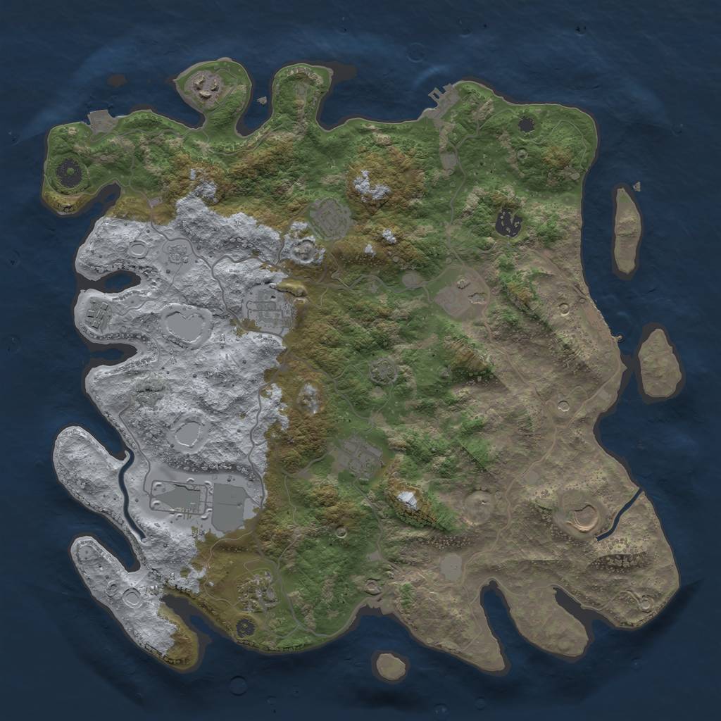 Rust Map: Procedural Map, Size: 4000, Seed: 780011100, 18 Monuments