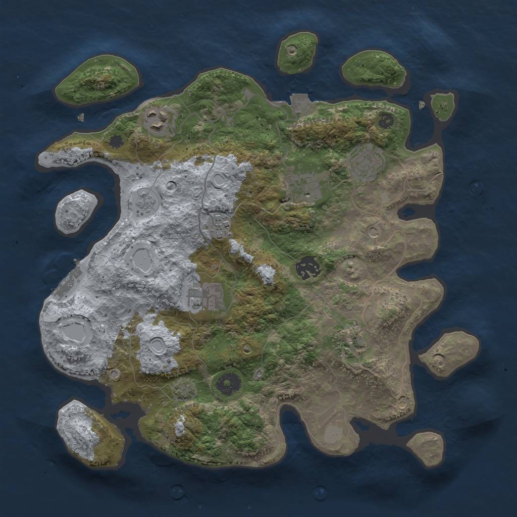 Rust Map: Procedural Map, Size: 3300, Seed: 87041853, 14 Monuments