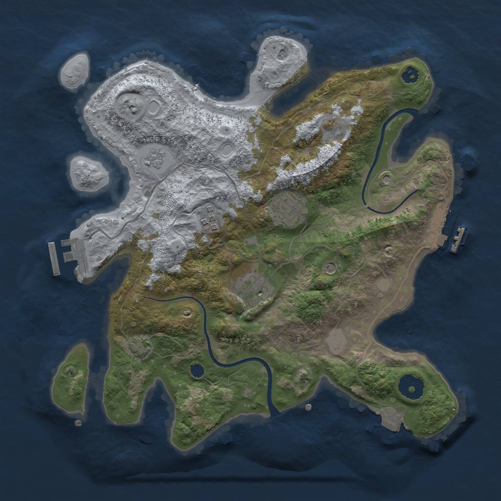 Rust Map: Procedural Map, Size: 3000, Seed: 1747861093, 9 Monuments