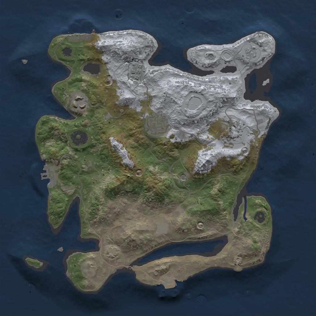 Rust Map: Procedural Map, Size: 3000, Seed: 1018331481, 12 Monuments