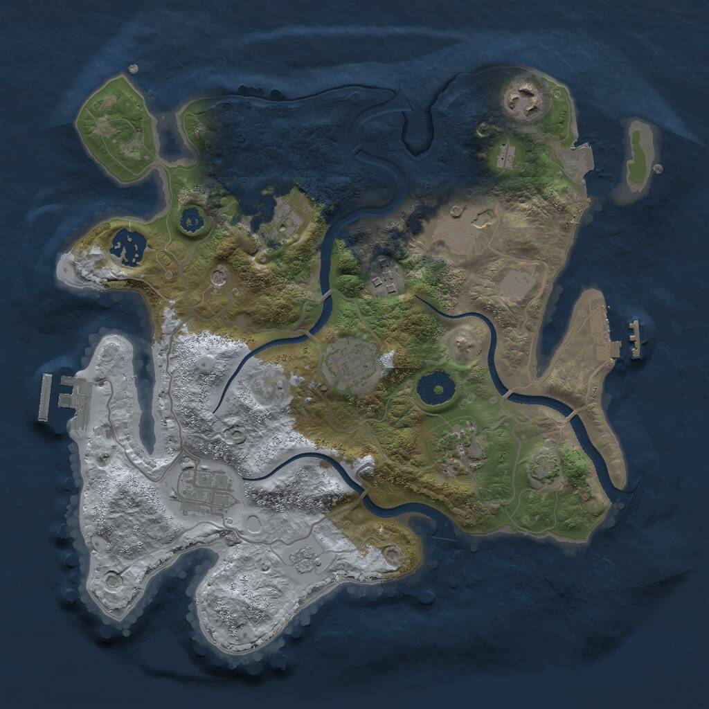 Rust Map: Procedural Map, Size: 3000, Seed: 12866, 14 Monuments