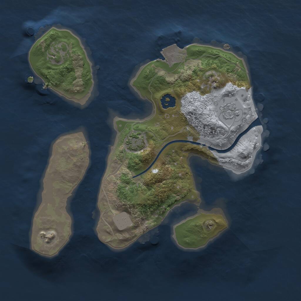 Rust Map: Procedural Map, Size: 2000, Seed: 30491, 3 Monuments